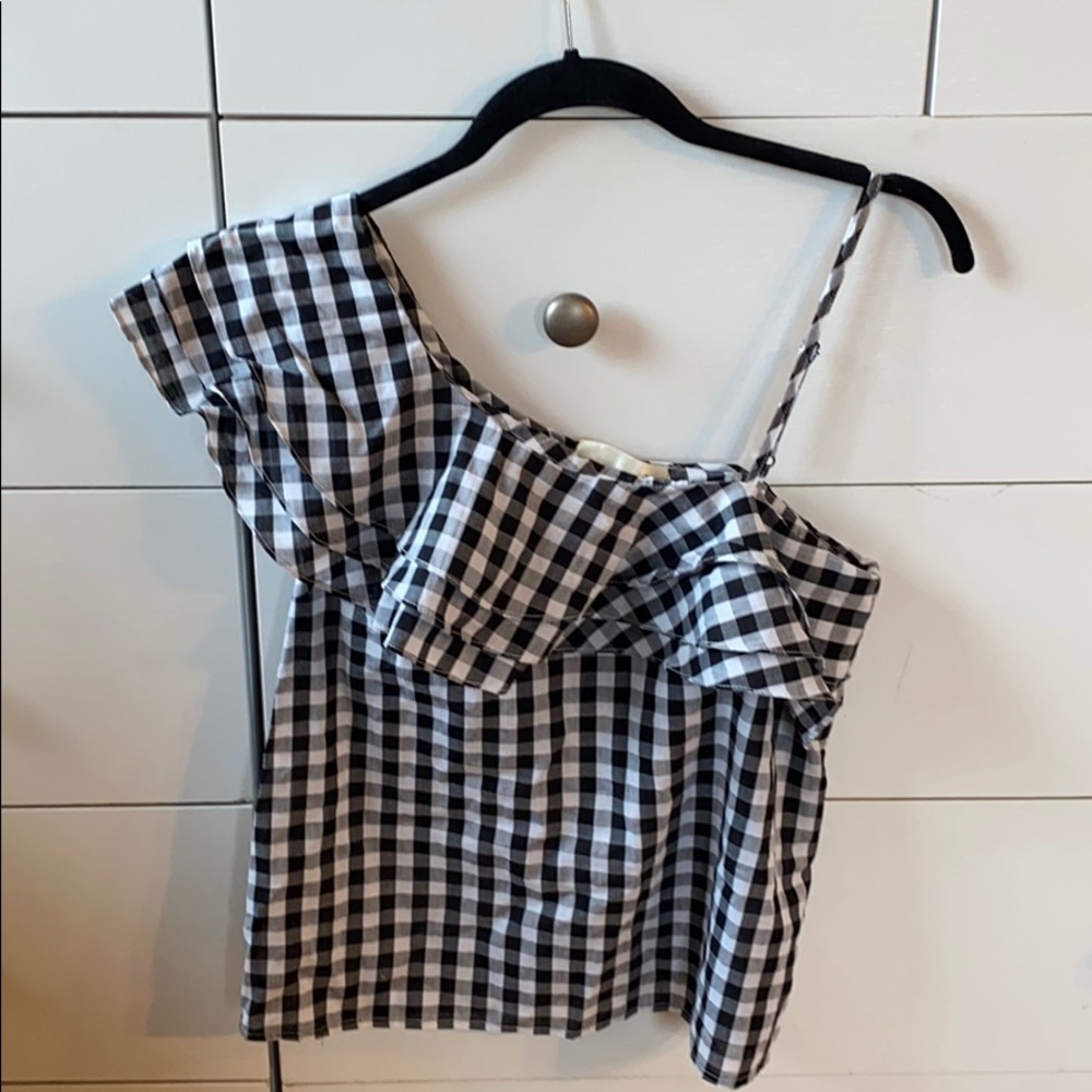 Gingham One Shoulder Top